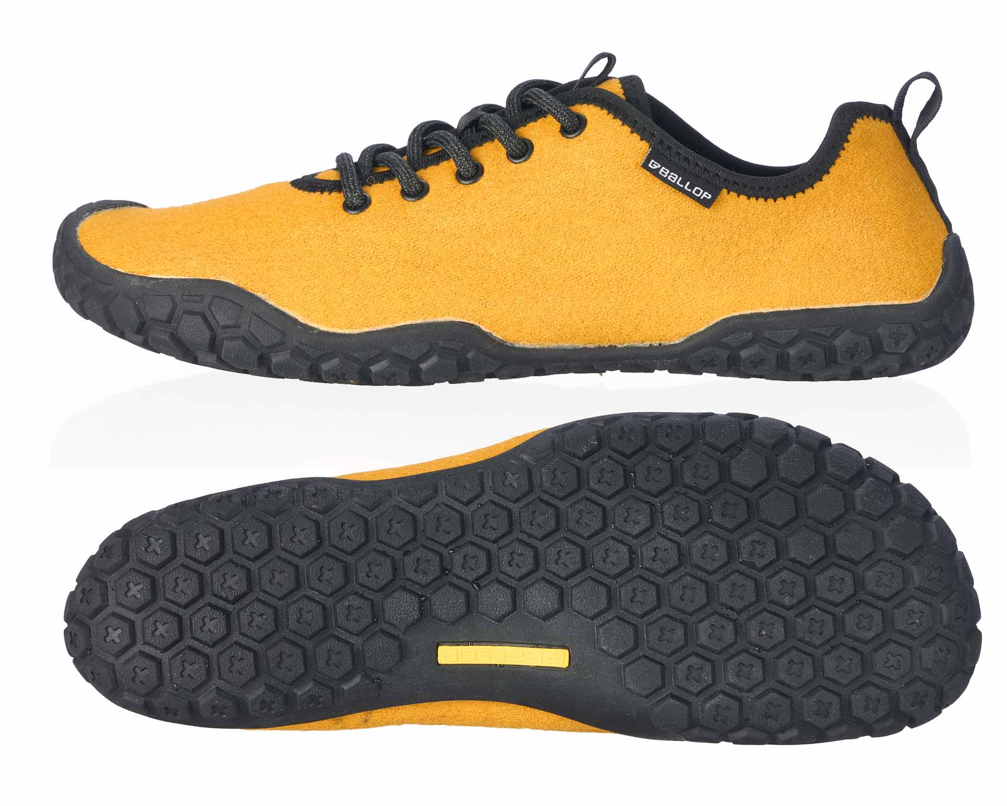 Haltbare Schuhe, Gummisohle, Laufschuh, Ocker Gelb, Mesh/Canvas Obermaterial