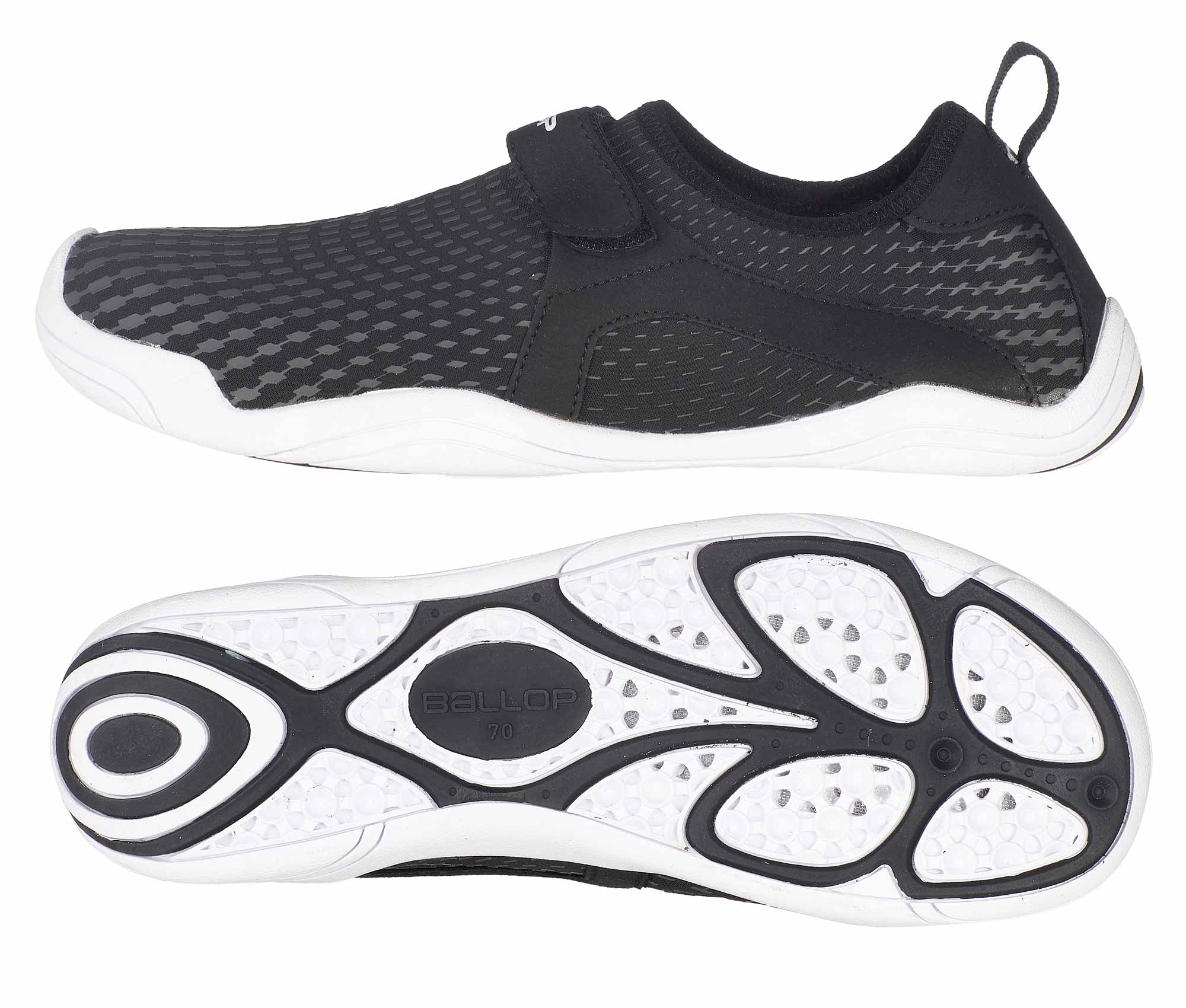 Sneaker, Low-cut, Mesh upper, Schwarz, Weißer Sohlenboden