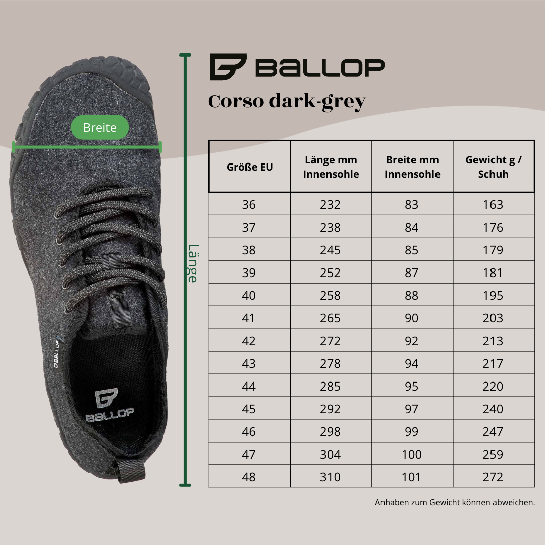 BALLOP Barfußschuhe Corso dark grey