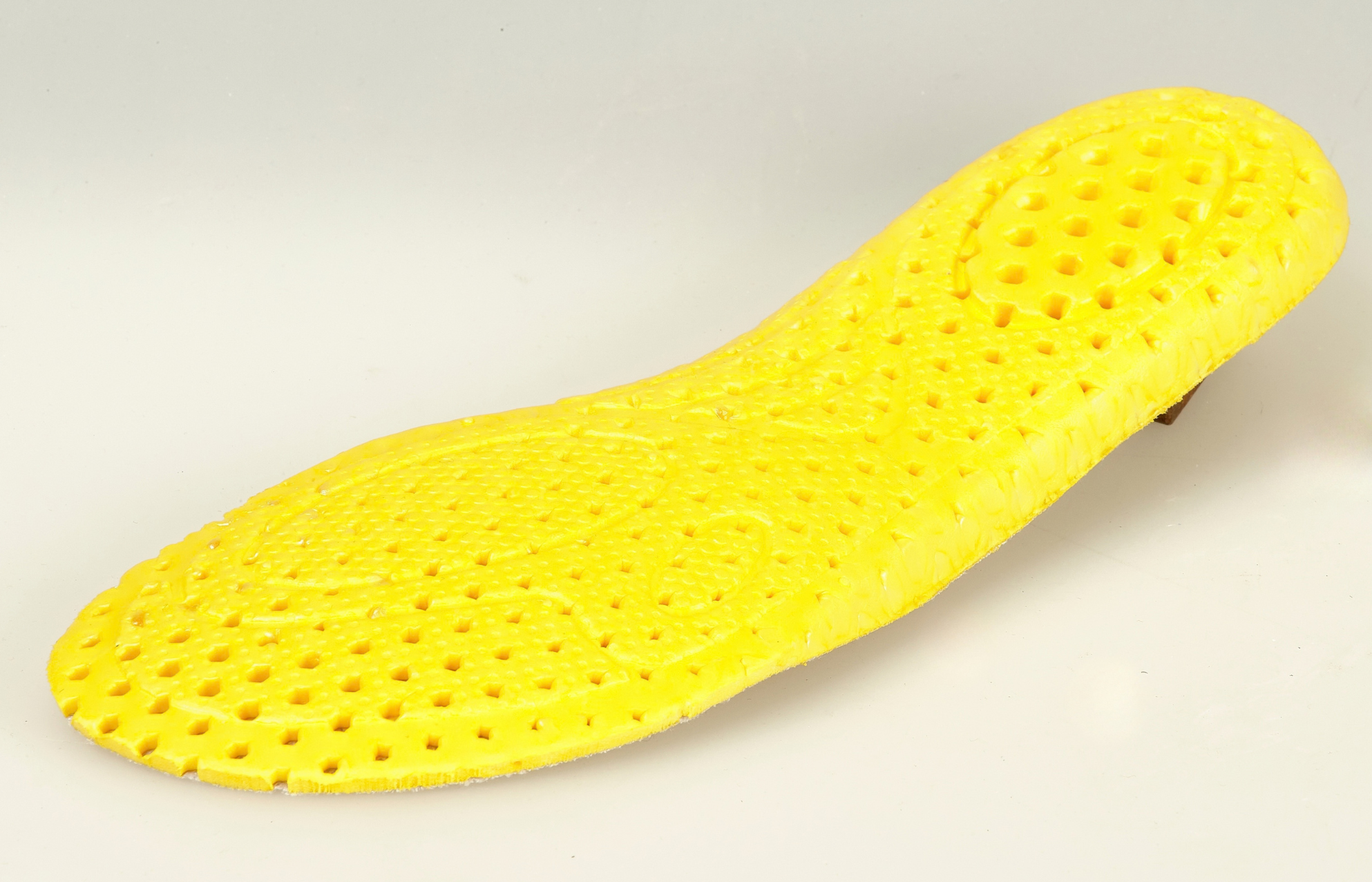 Schuhsohle, Gelbes Material, Laufschuh-Sohle, Schaumstoff-Sohle, Gummi-Sohle