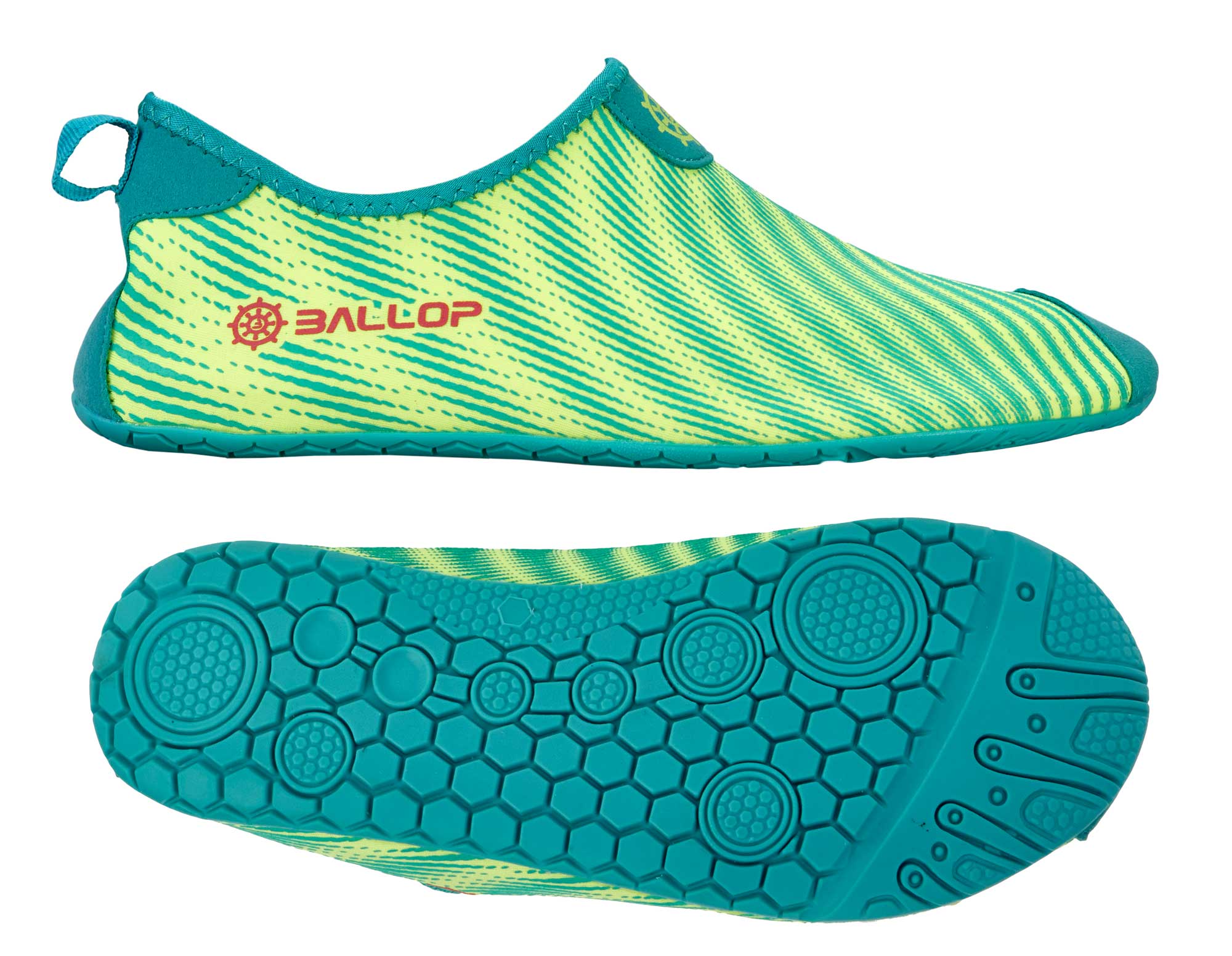 Wasserschuhe, Aquaschuhe, Gummi-Sohle, Neon-Grün, Karos-Textur