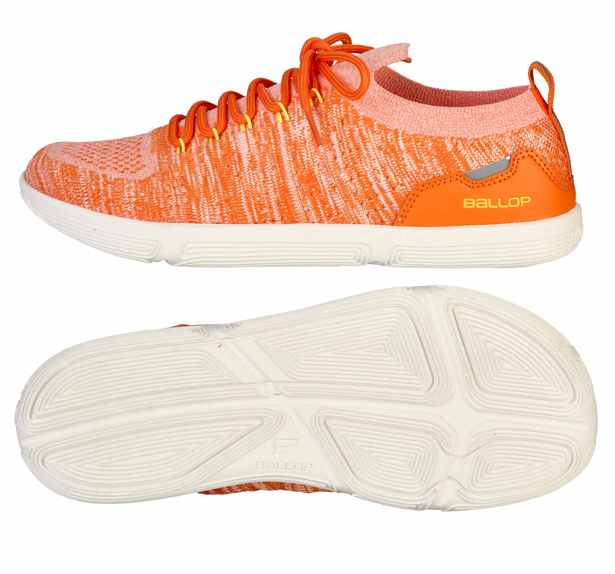 Schuh, Laufschuh, Netzstoff, Orange, Gummi-Außensohle