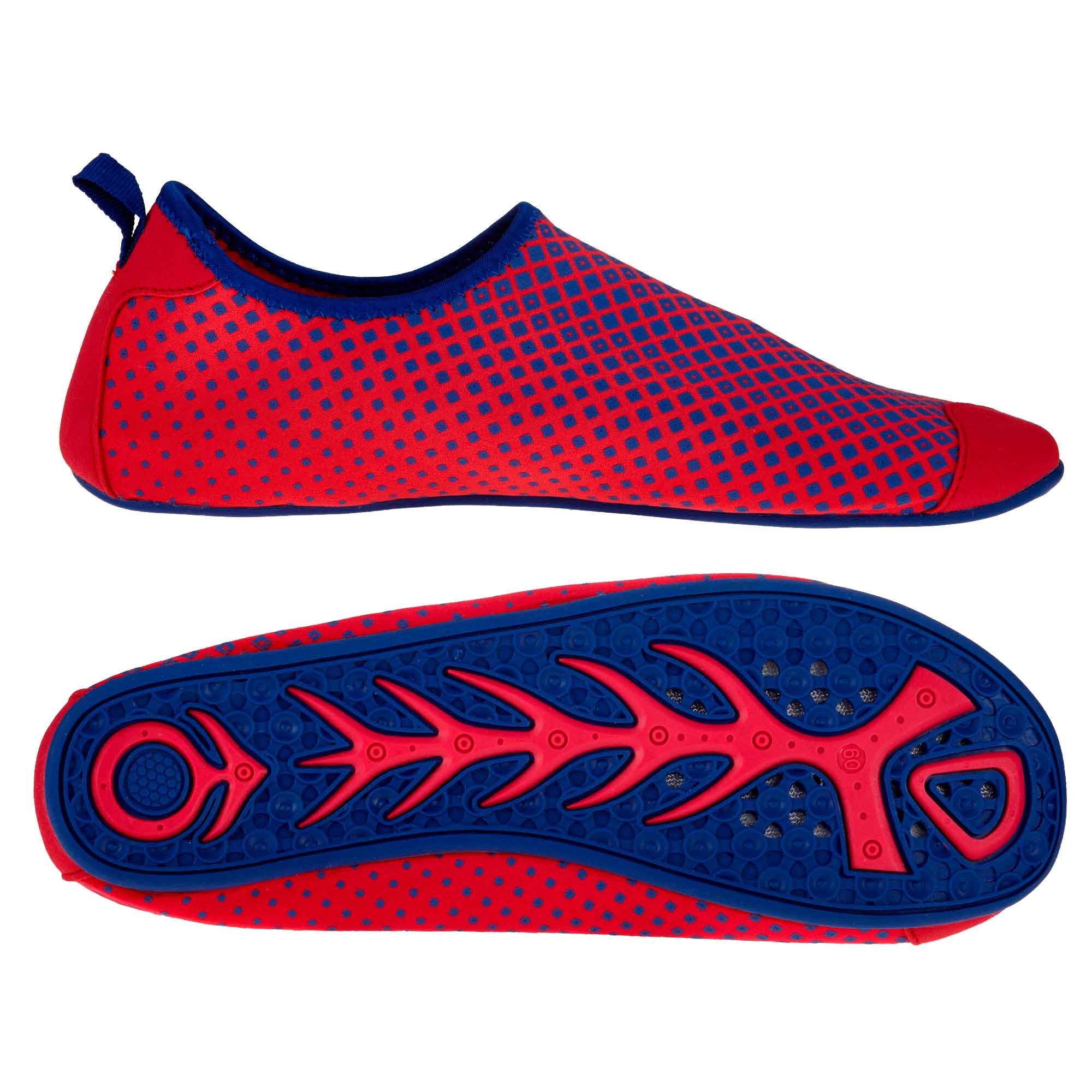 Wasserschuh, Surfenschuh, Mesh-Schuhe, Rote Blauweiss, Gummisohle