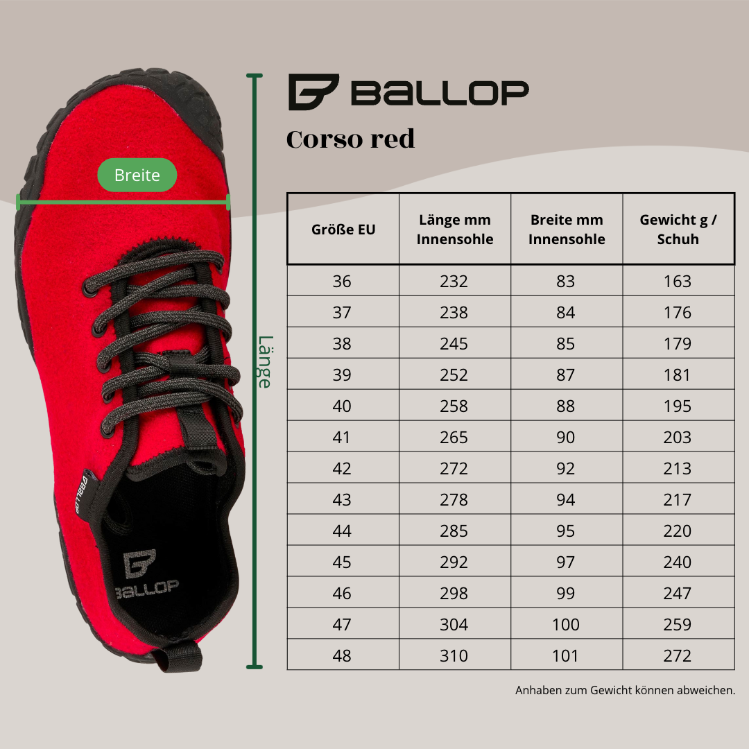 BALLOP Barefoot Corso red